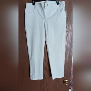 Peck & Peek, Womans Jean, White, Size 14, Striped Back Pocket, NWT